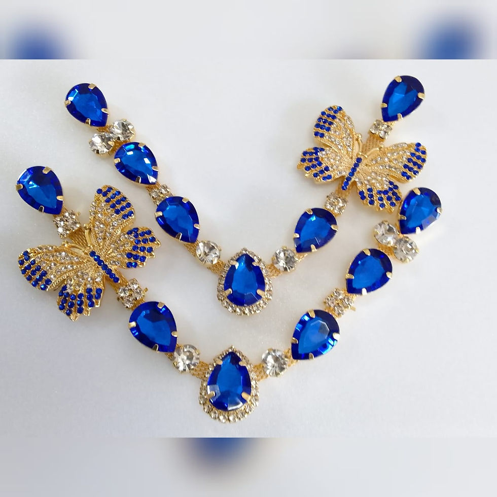 Miniatura: 799 - Cabedal de borboletas com strass banhado a ouro - par