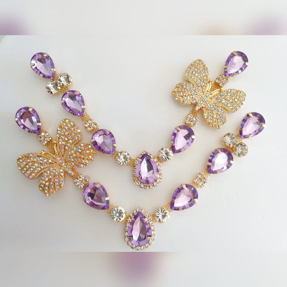 Miniatura: 799 - Cabedal de borboletas com strass banhado a ouro - par