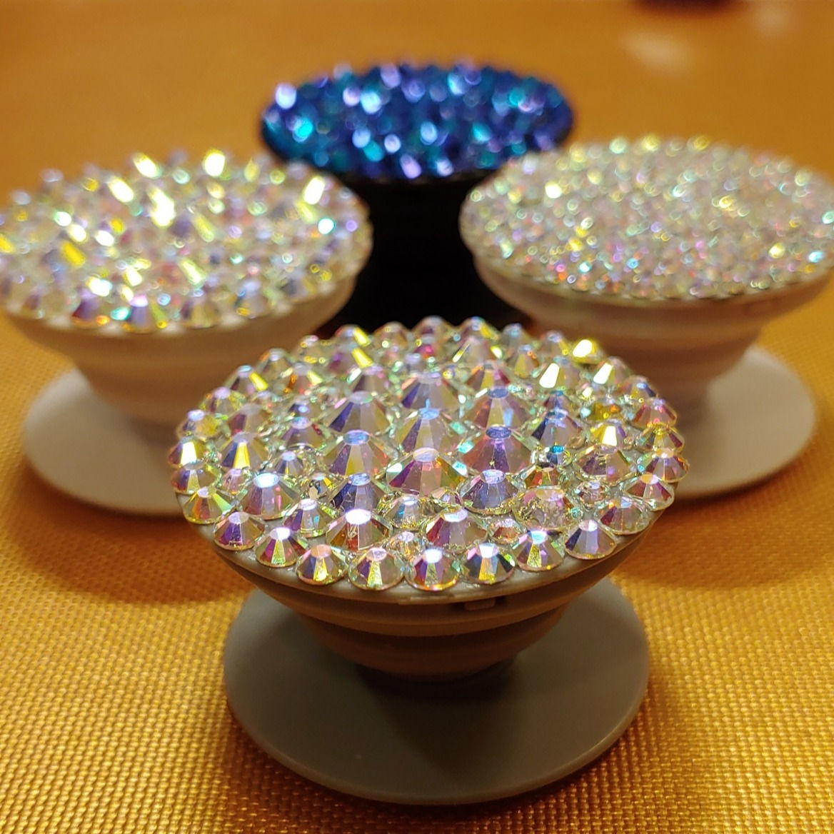 Rhinestone crystal bling pop socket phone grip at The Frazzled Flamingo