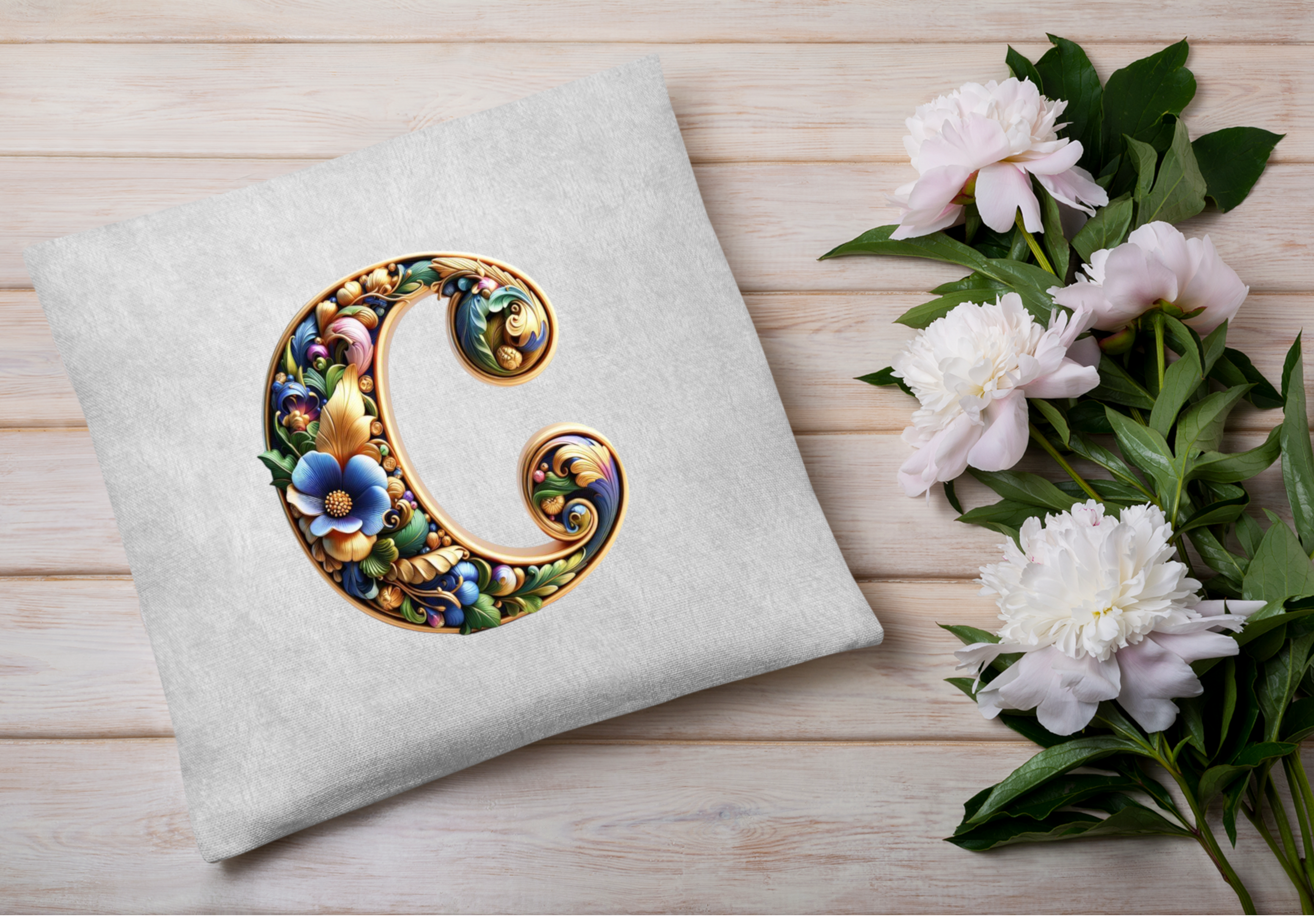 Alphabet C - Digital Printed Cushion Cover