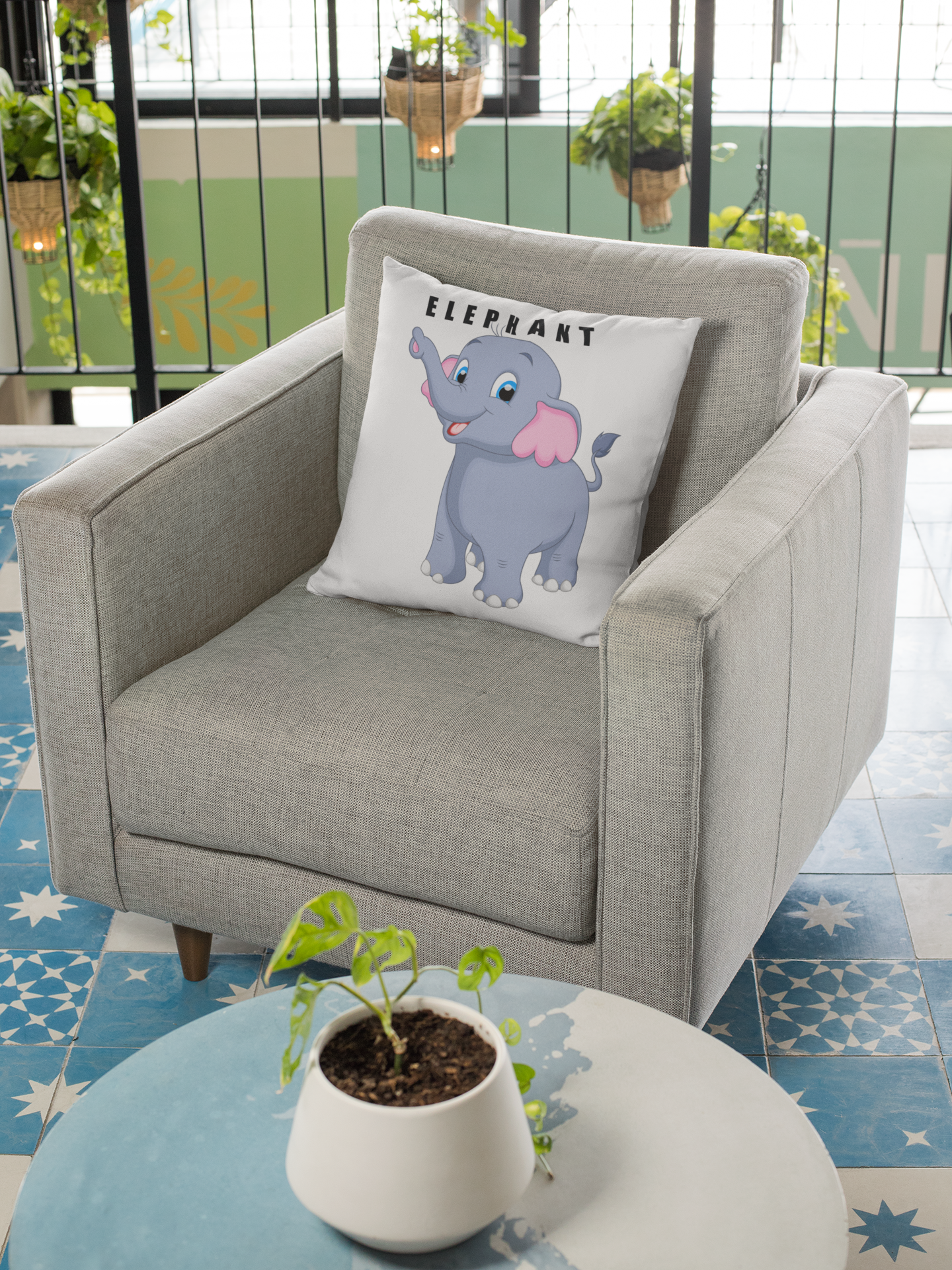 Animal - Elephant Digital Printed Cushion Cover