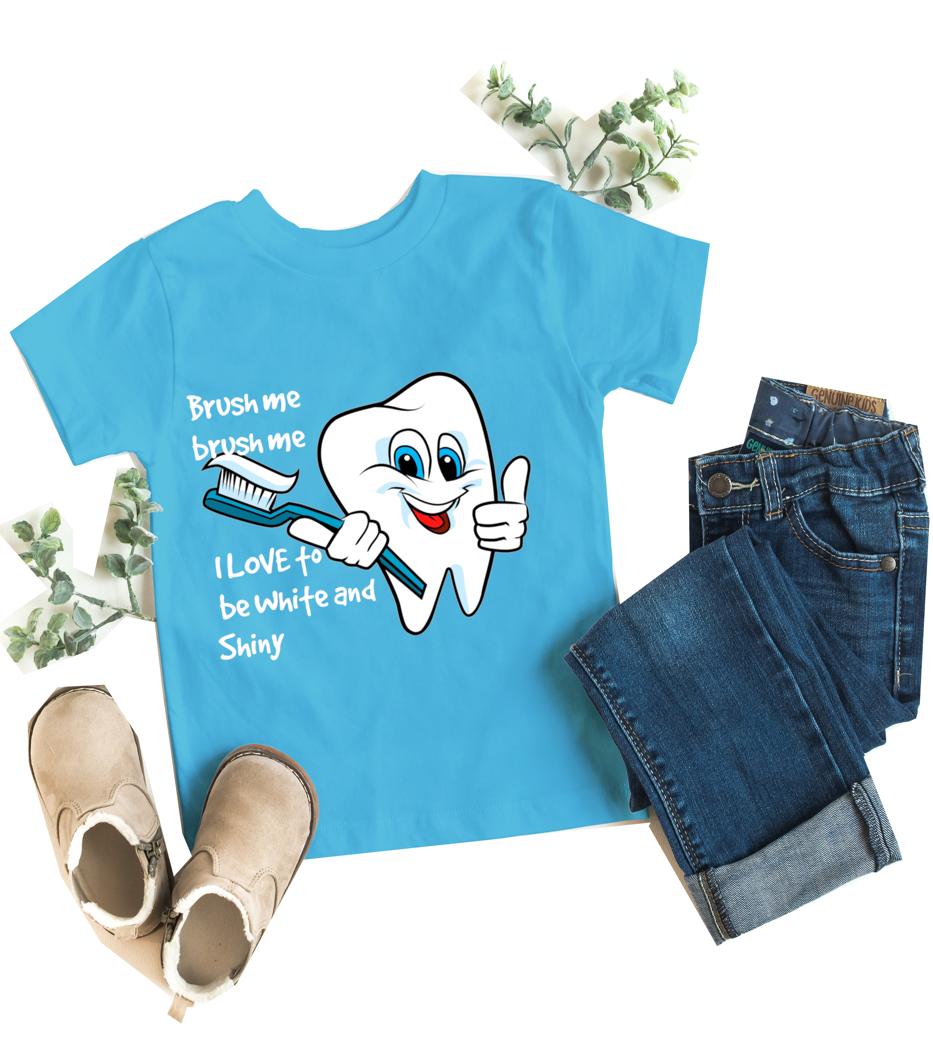 TheBabyShark - Brushing Habit Kid's Half Sleeve Round Neck Tshirt