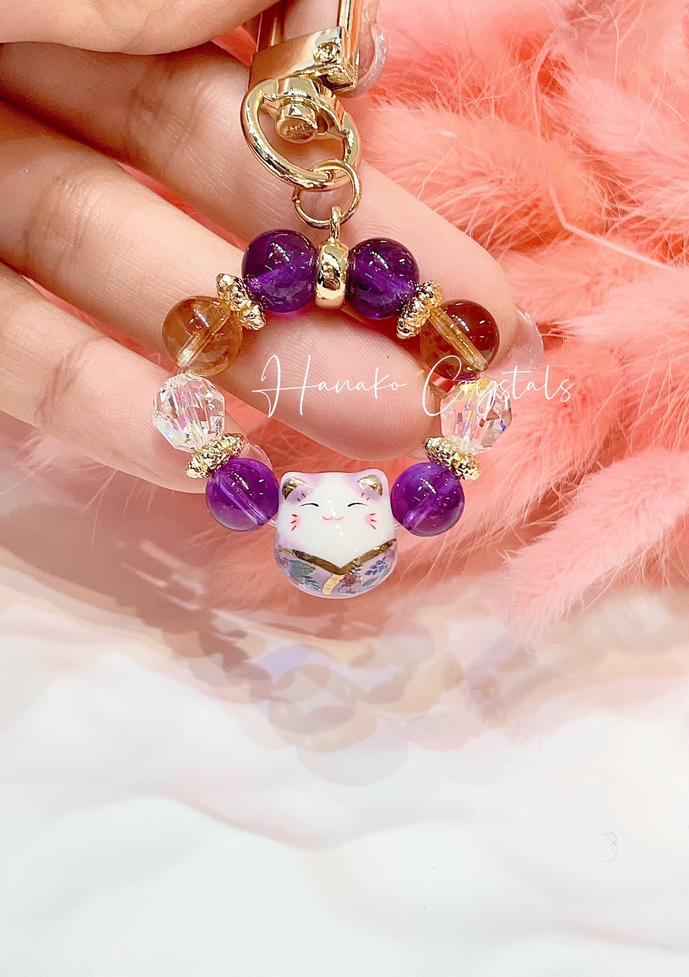 Signature Amethyst Citrine Maneko Charm
