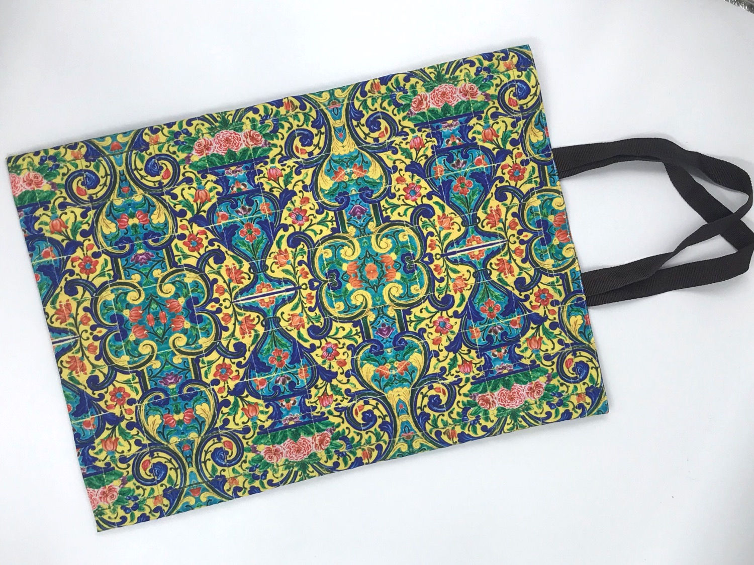 ساک دستی طرح کاشی زرد 