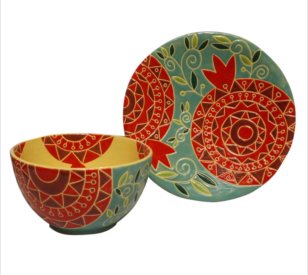 ست بشقاب و کاسه ی گل انار