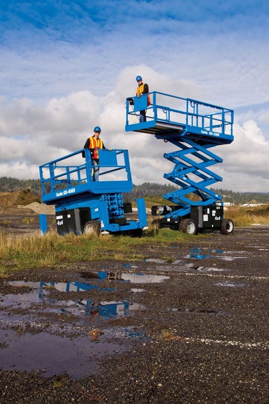 Genie 26ft, 68-69" wide Rough Terrain Scissor Lift — photo 2