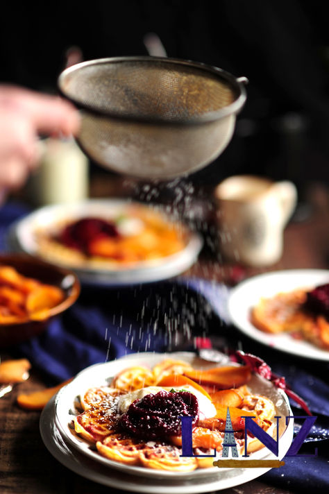 Peach and Tamarillo Waffles