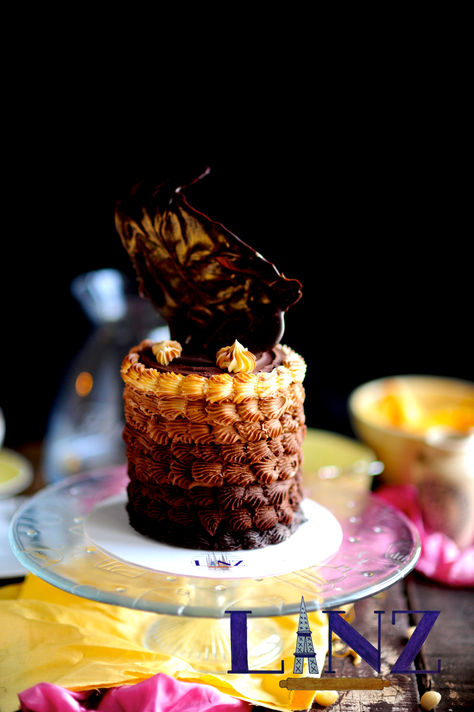 Chocolate Ombre Piped Rosettes Cake