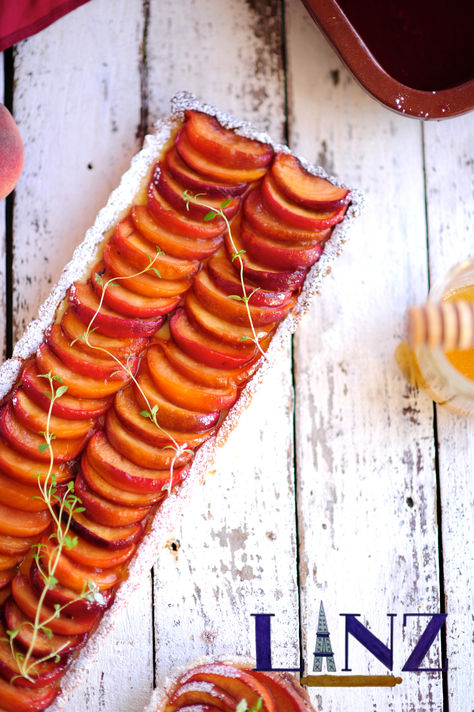 Roasted Peach Thyme & Lemon Ricotta Tart