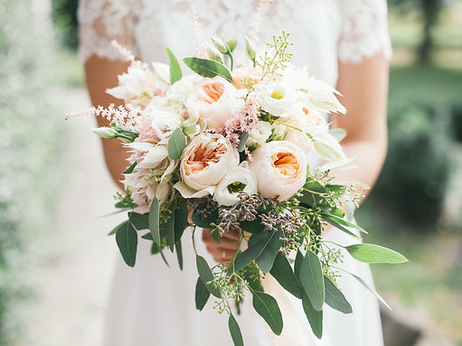 wedding bouquet in bride's hands, david austin .jpg