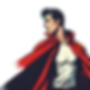 guy hero with red cape looking over his shoulder with dark hair that is an average guy.png