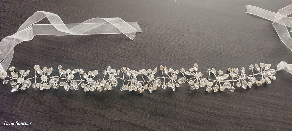 Thumbnail: Bridal Silver Color Crystal Headband