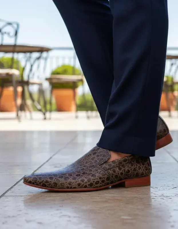 Miniatura: Sapato Social Masculino Maier Croco marrom — Modelo 1118