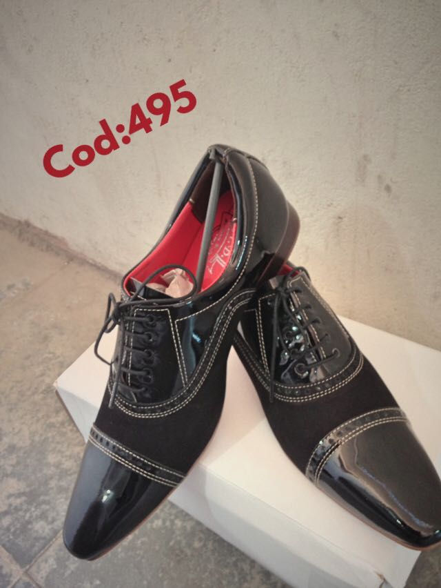 Miniatura: Sapato Social Masculino Maier Verniz preto e nobuck preto — Modelo 495