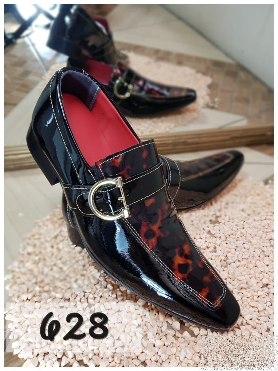 Miniatura: Sapato Social Masculino Maier Verniz preto e verniz onca — Modelo 628