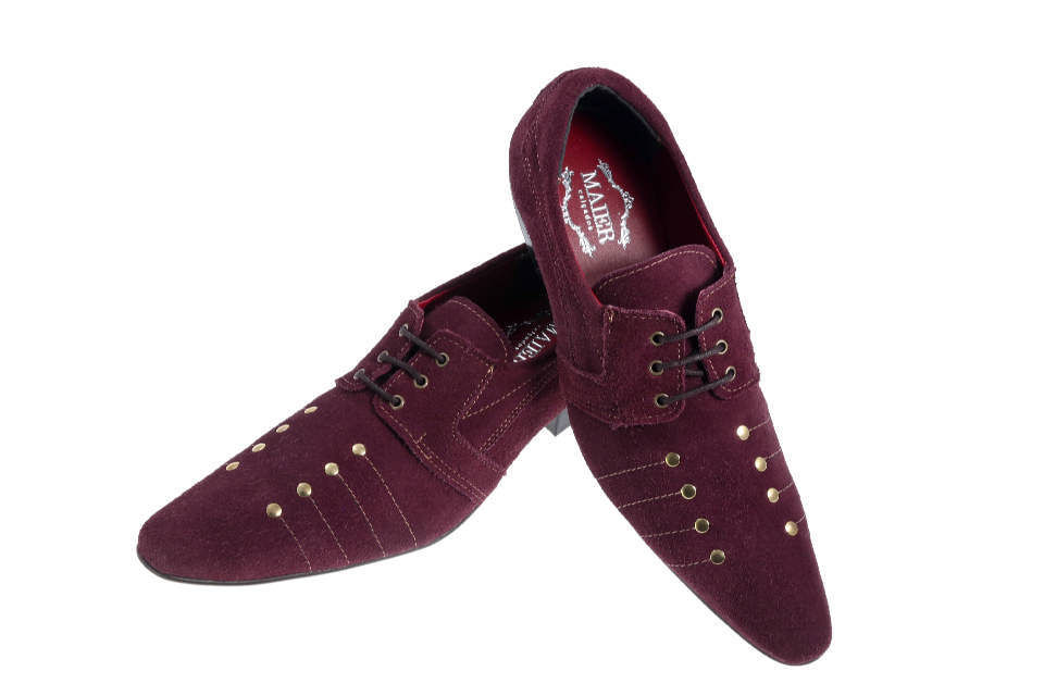 Miniatura: Sapato Social Masculino Maier Camurça vinho — Modelo 492