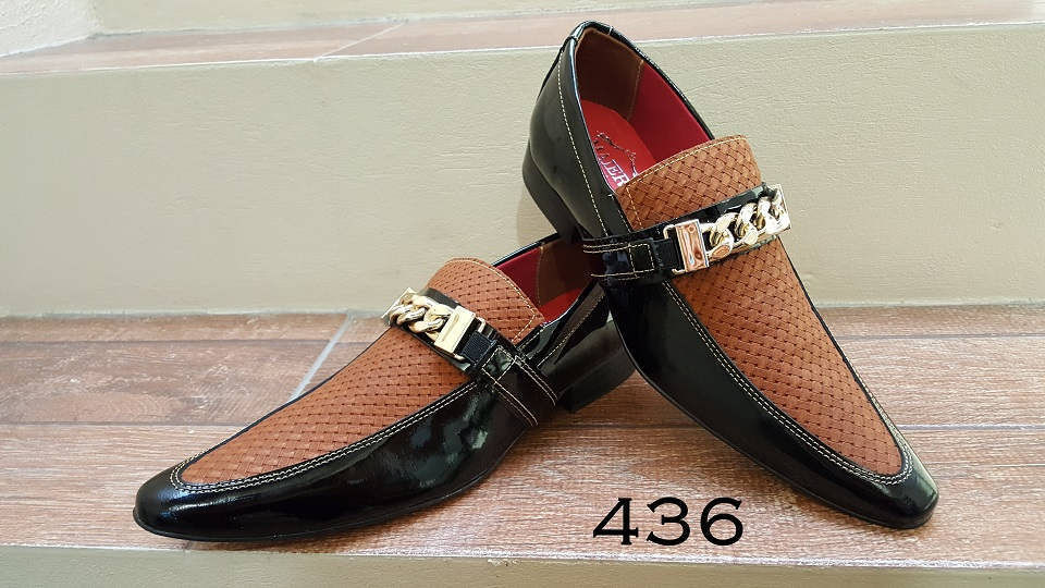 Miniatura: Sapato Social Masculino Maier Verniz preto e trice marrom fosco — Modelo 436
