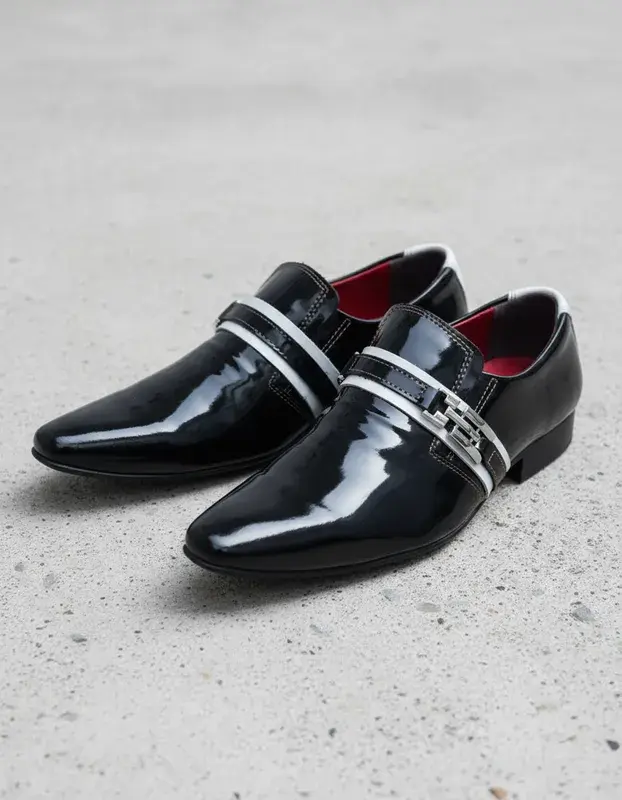 Miniatura: Sapato Social Masculino Maier Verniz preto e detalhe branco — Modelo 089