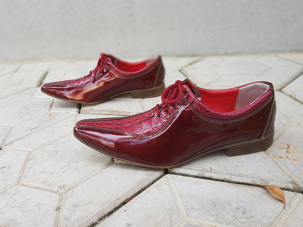 Miniatura: Sapato Social Masculino Maier Verniz vinho e croco vermelho — Modelo 511