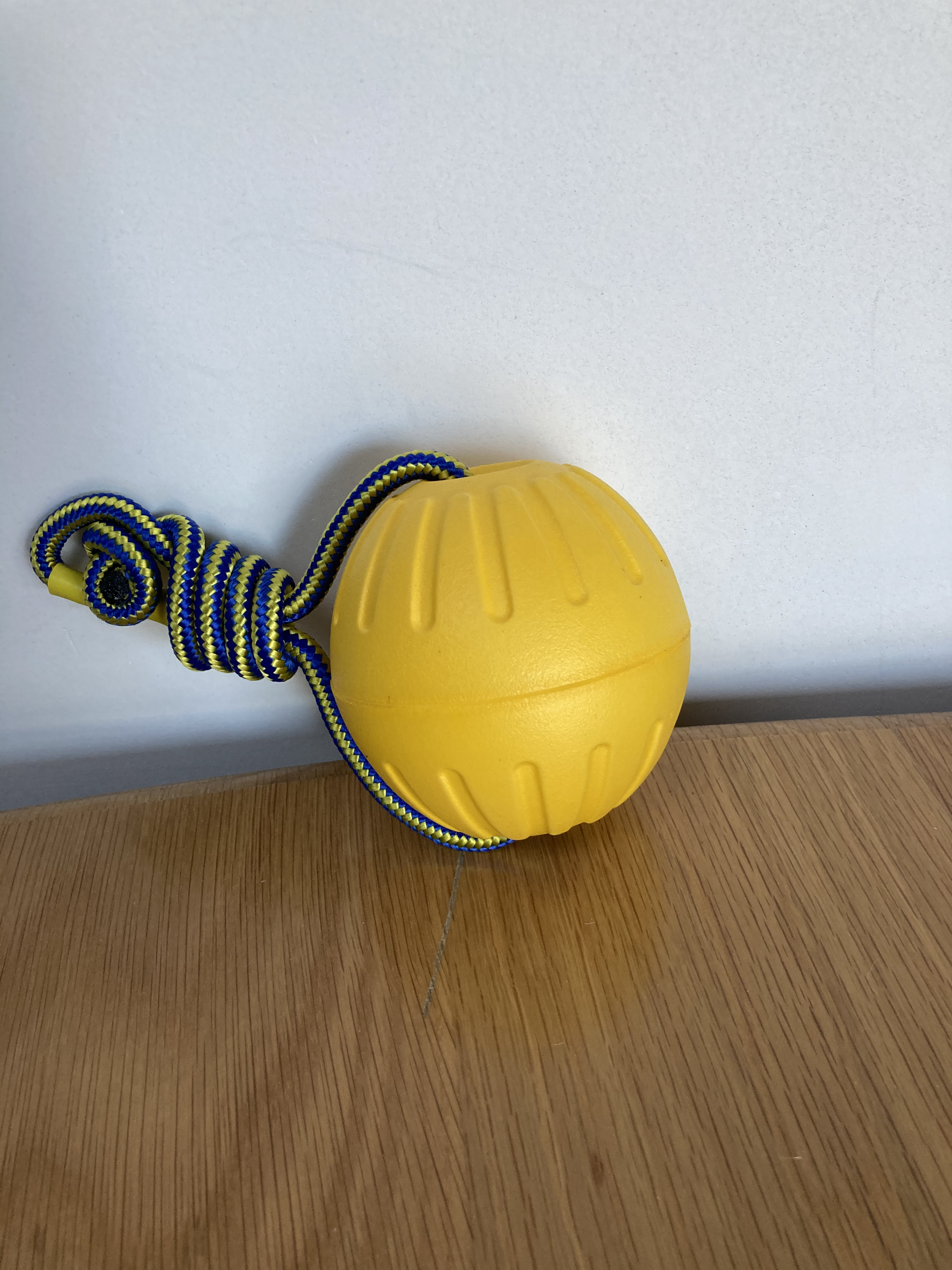 Foamball on rope 8,5 cm Yellow