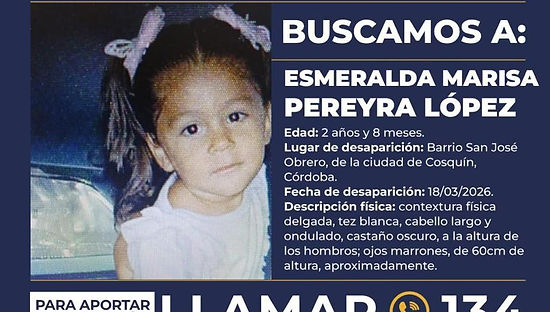 Apareció Esmeralda, la niña desaparecida en Córdoba