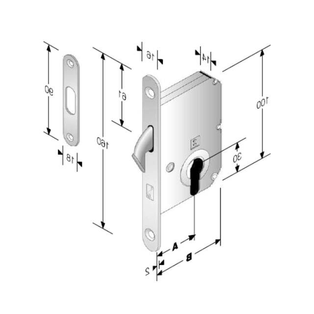 DH400620 Made in Italy Brass Sliding Passage/Bathroom Cylindrical Lock