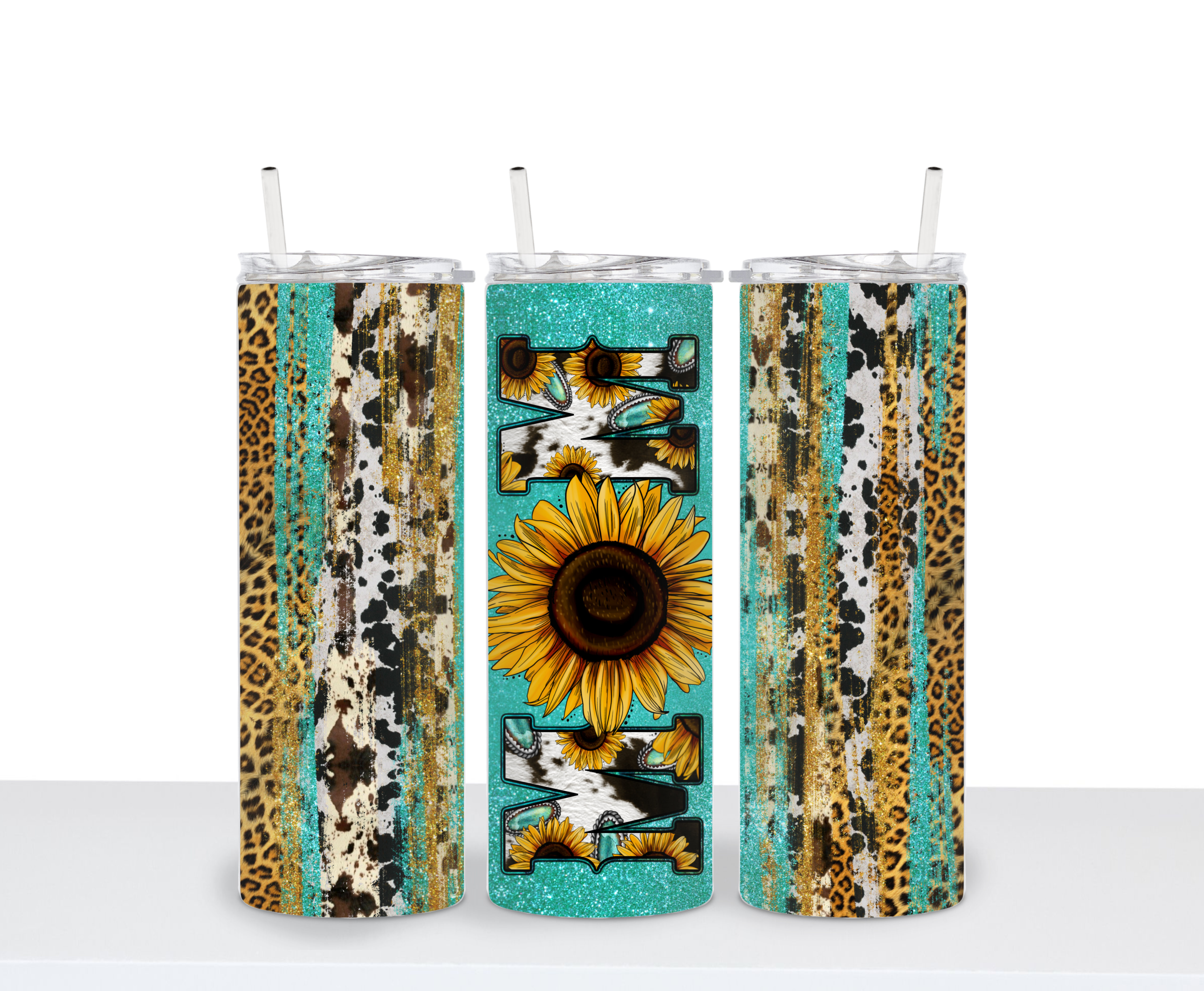 Mom Cowprint Sunflower Tumbler