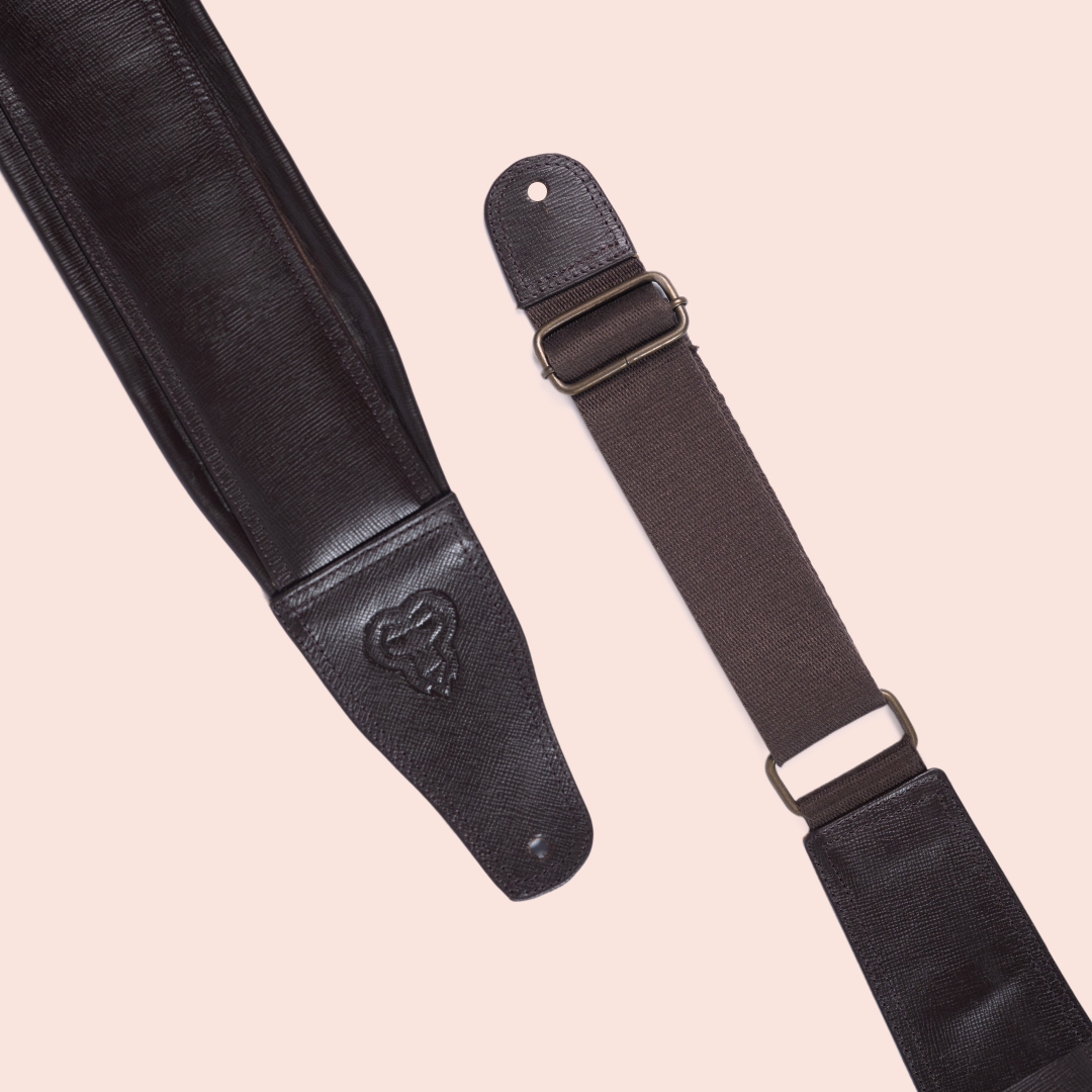 Woodline Earth - 4" wide leather strap | adjustable | padded | all guitars/bass
