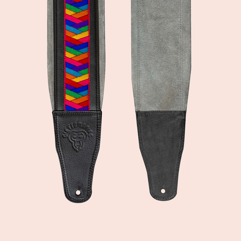 Thumbnail: Rainbow Arrows - 4" wide suede leather strap | adjustable | padded | all guitars