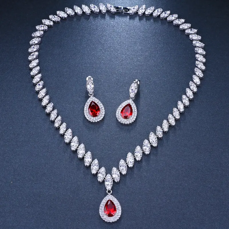 Miniatura: Emmaya Simulated Bridal Silver Necklace Sets 5 Colors Wedding Jewelry Parure