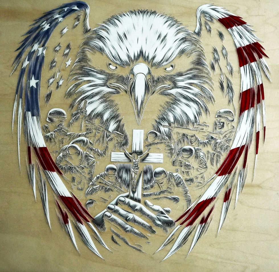 American Eagle with Cross and Soldiers
