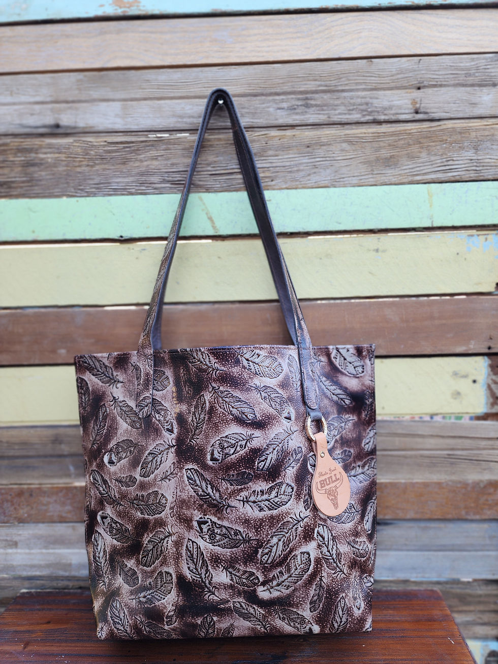 Market Tote-Stamped Feathers