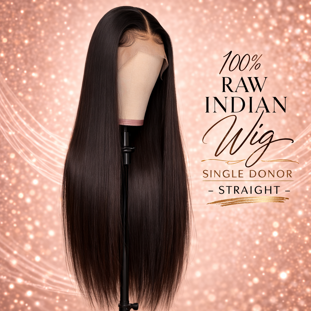 100% RAW INDIAN Wig SINGLE DONOR - STRAIGHT on mannequin
