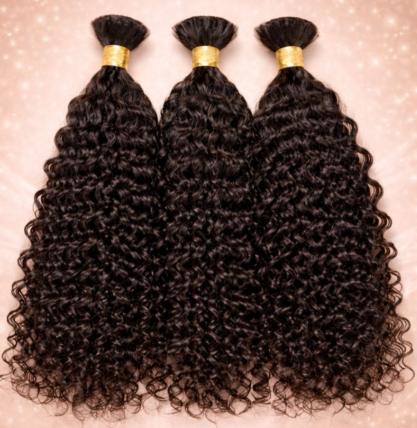 Thumbnail: Three deep wave virgin hair bundles, Color 2