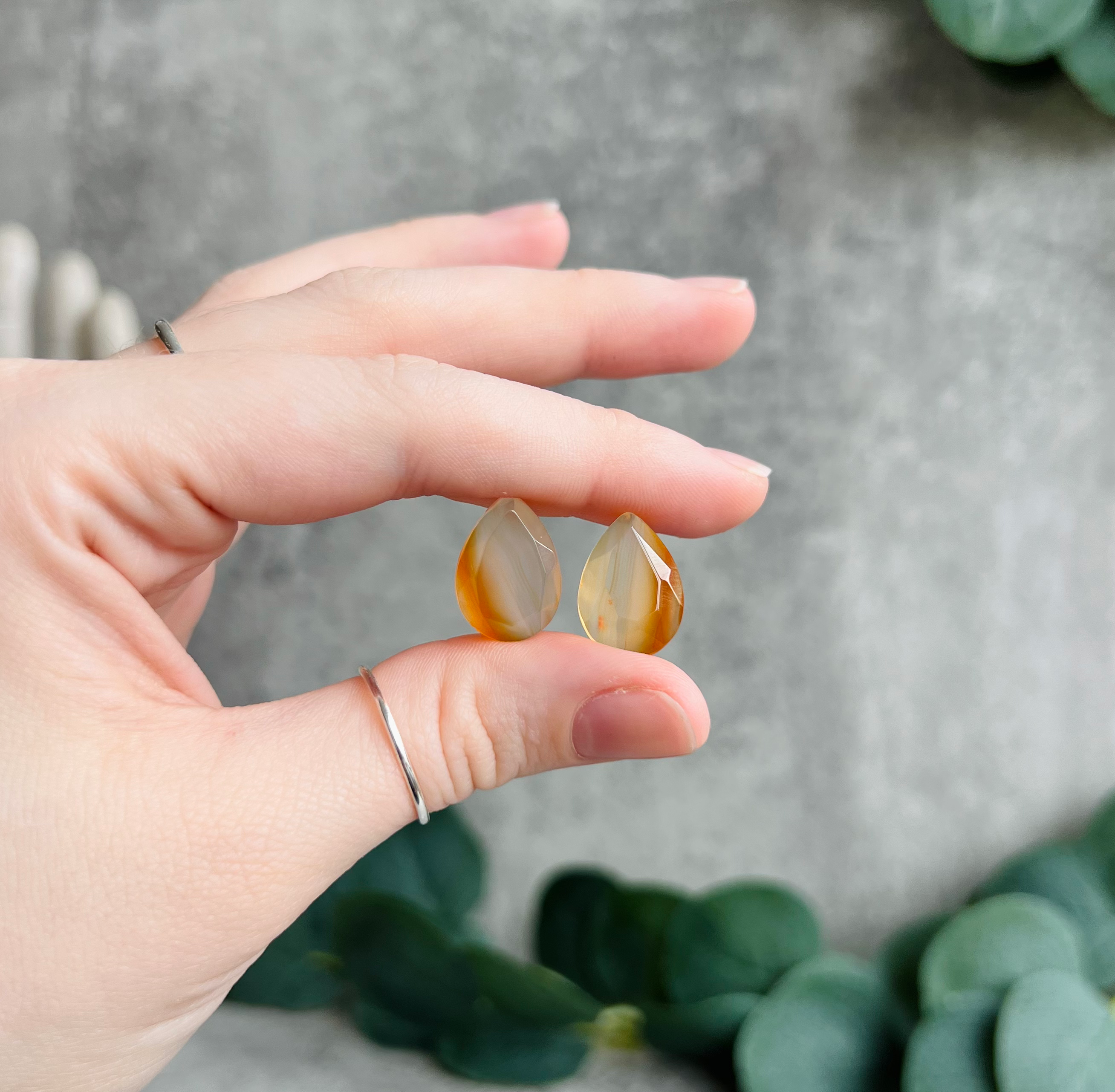 Faceted Carnelian Cabochon (Flatback)