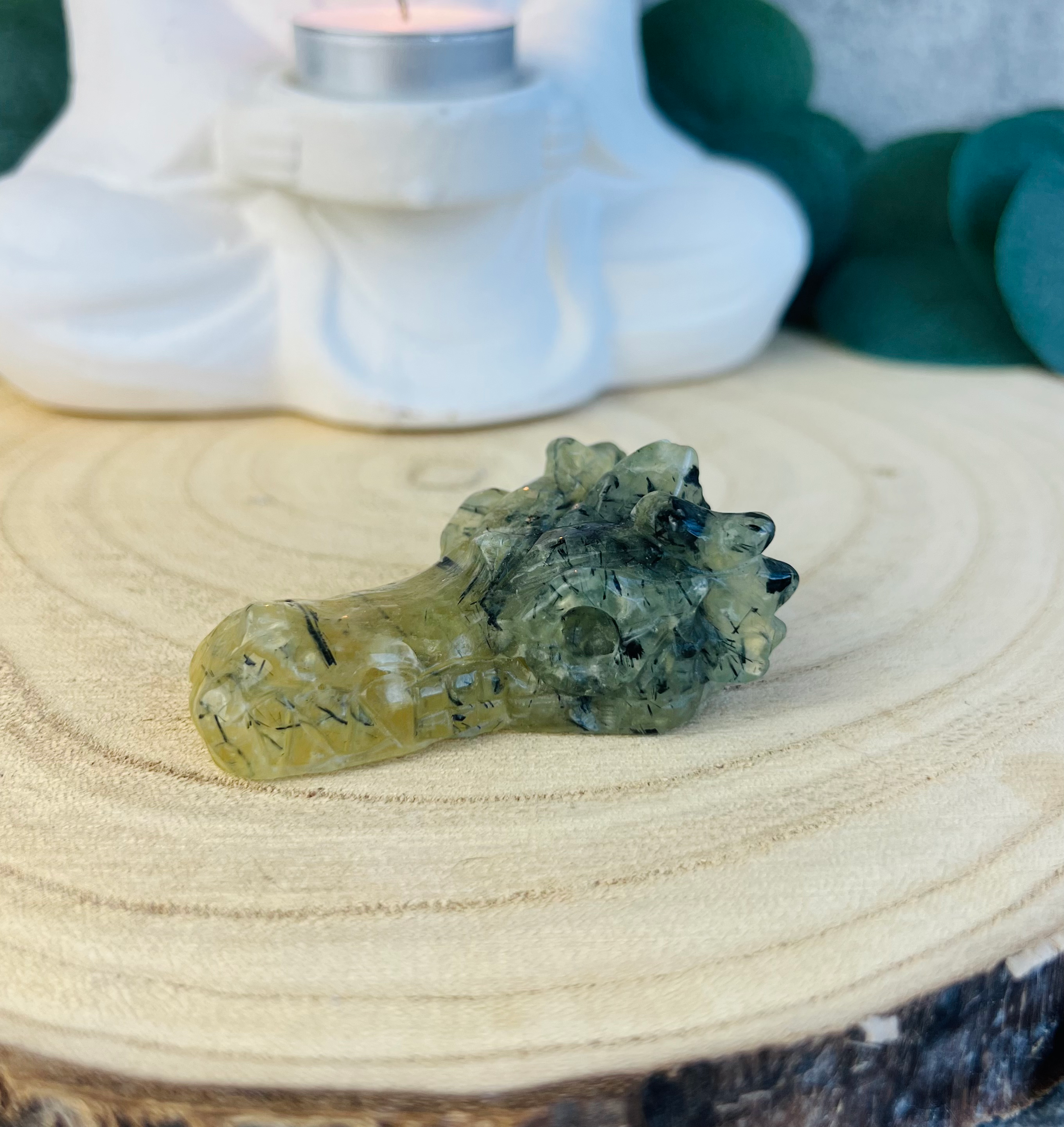 Hand Carved Prehnite Dragon