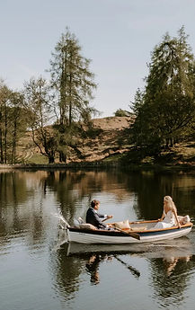 Couple in a boat who have just got married