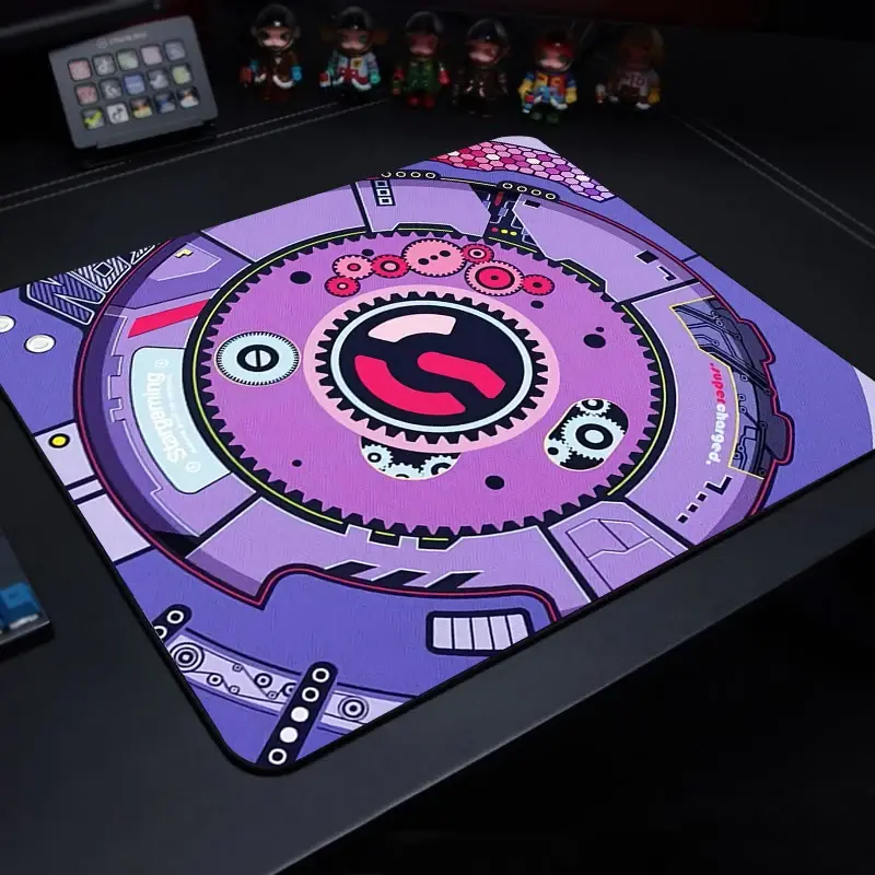 Thumbnail: Purple cyber theme anime extended mouse pad with stylized circular graphics