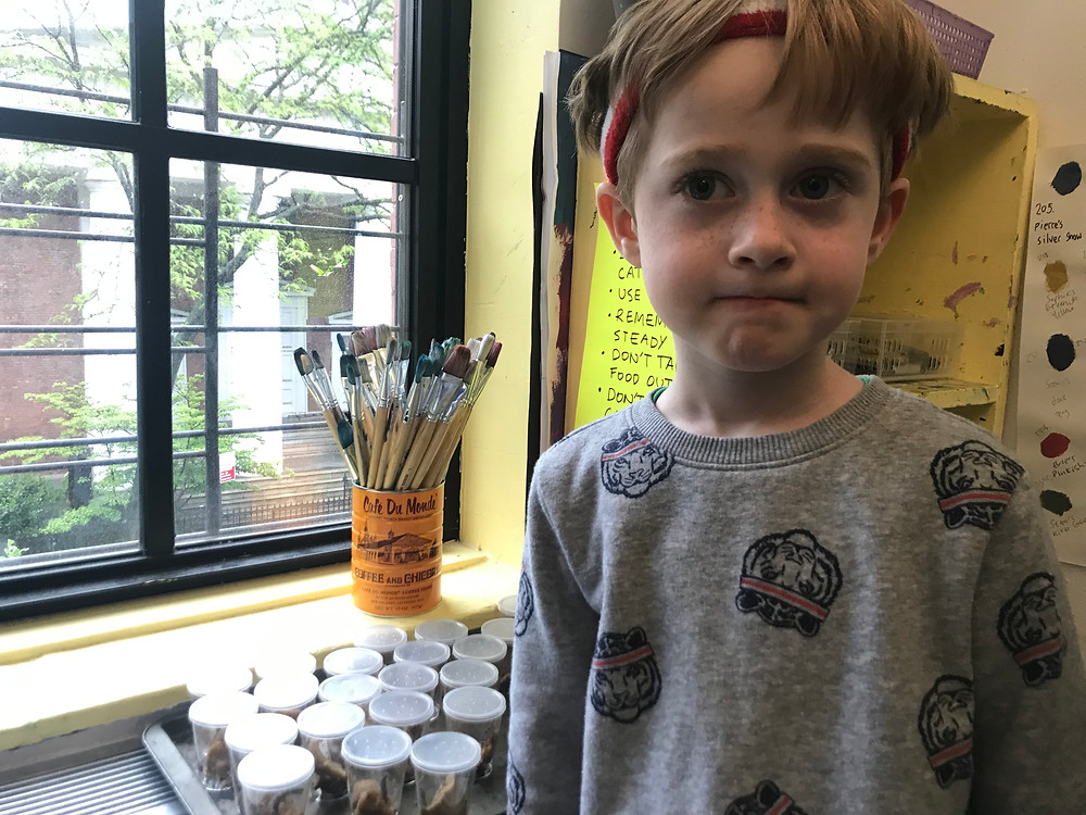 Pierce Shea with the IVsL’s caterpillars