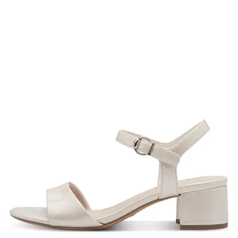 Sandale beige à talon bloc et bride cheville