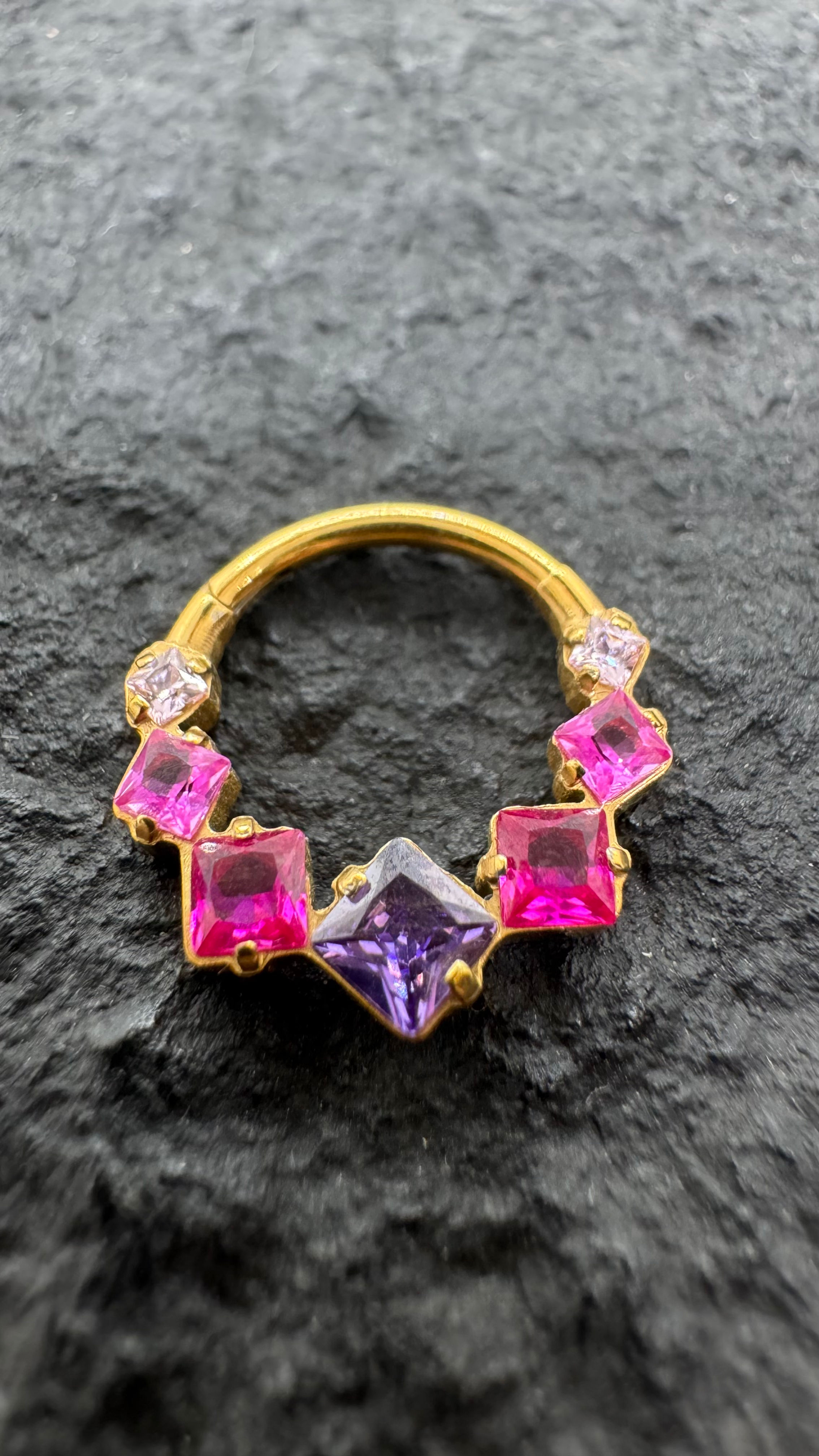Clicker Cz Square purple and pink 