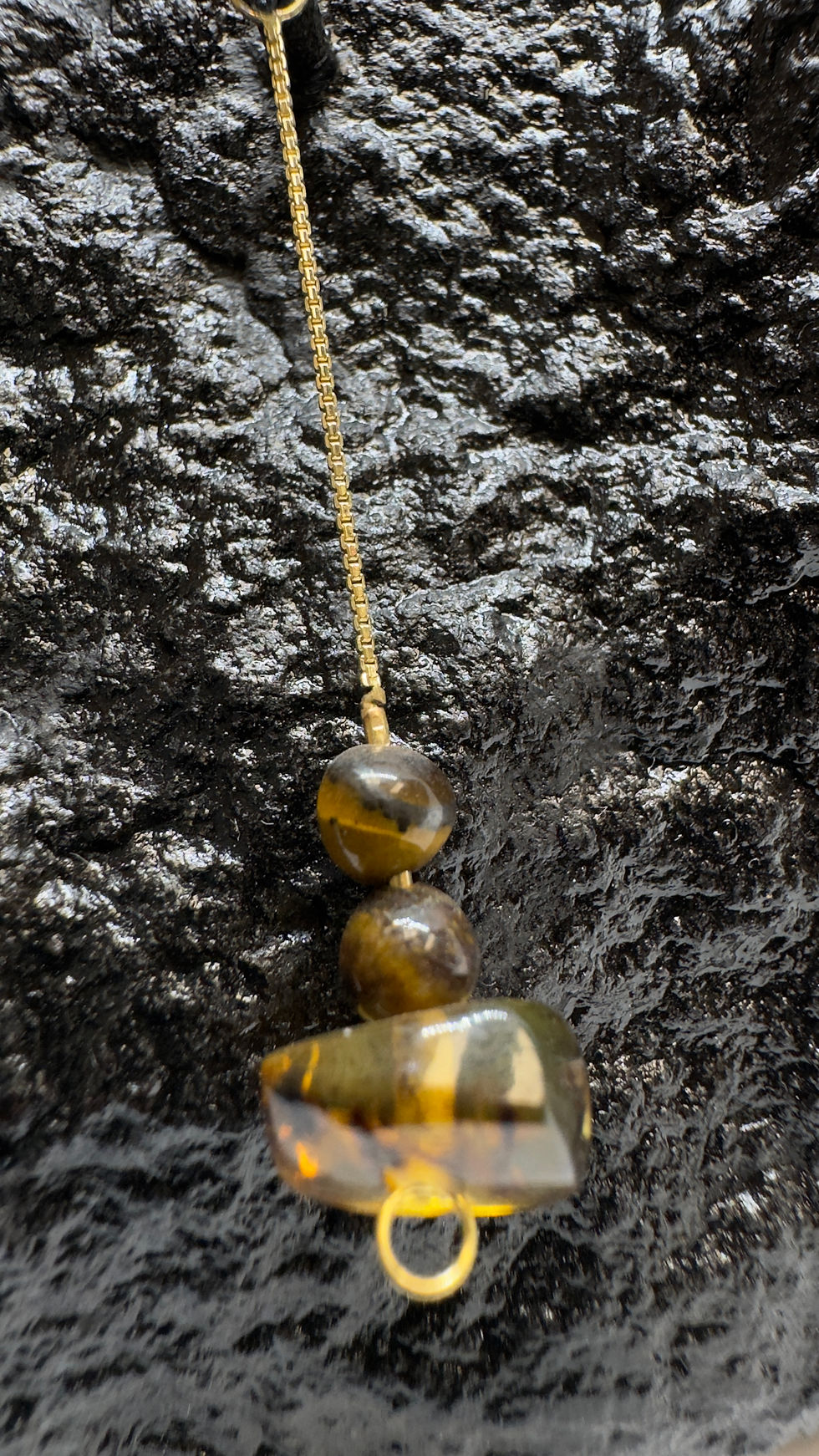 Miniatura: Chain Long Yunik Gold Ambar y Ojo de tigre