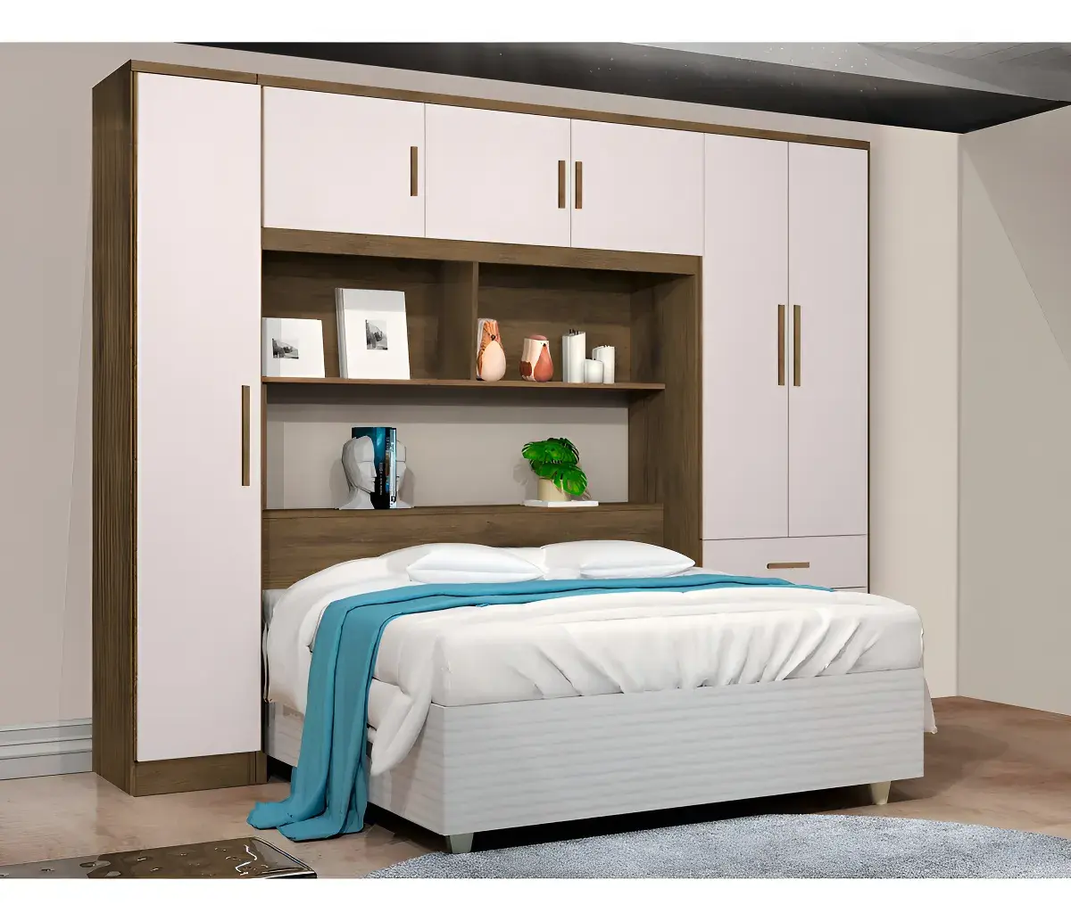 Guarda Roupa Casal Com Cabeceira 6 Portas 3 Gavetas Jg