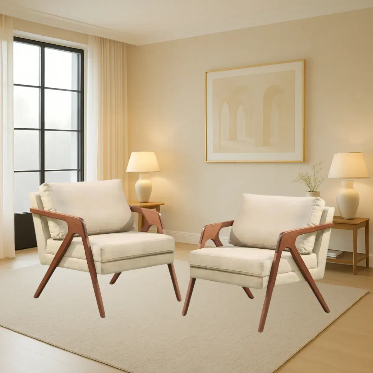 Conjunto 2 Poltronas Decorativa Mona Luxo Para Sala De Estar E Recepção Com Pés