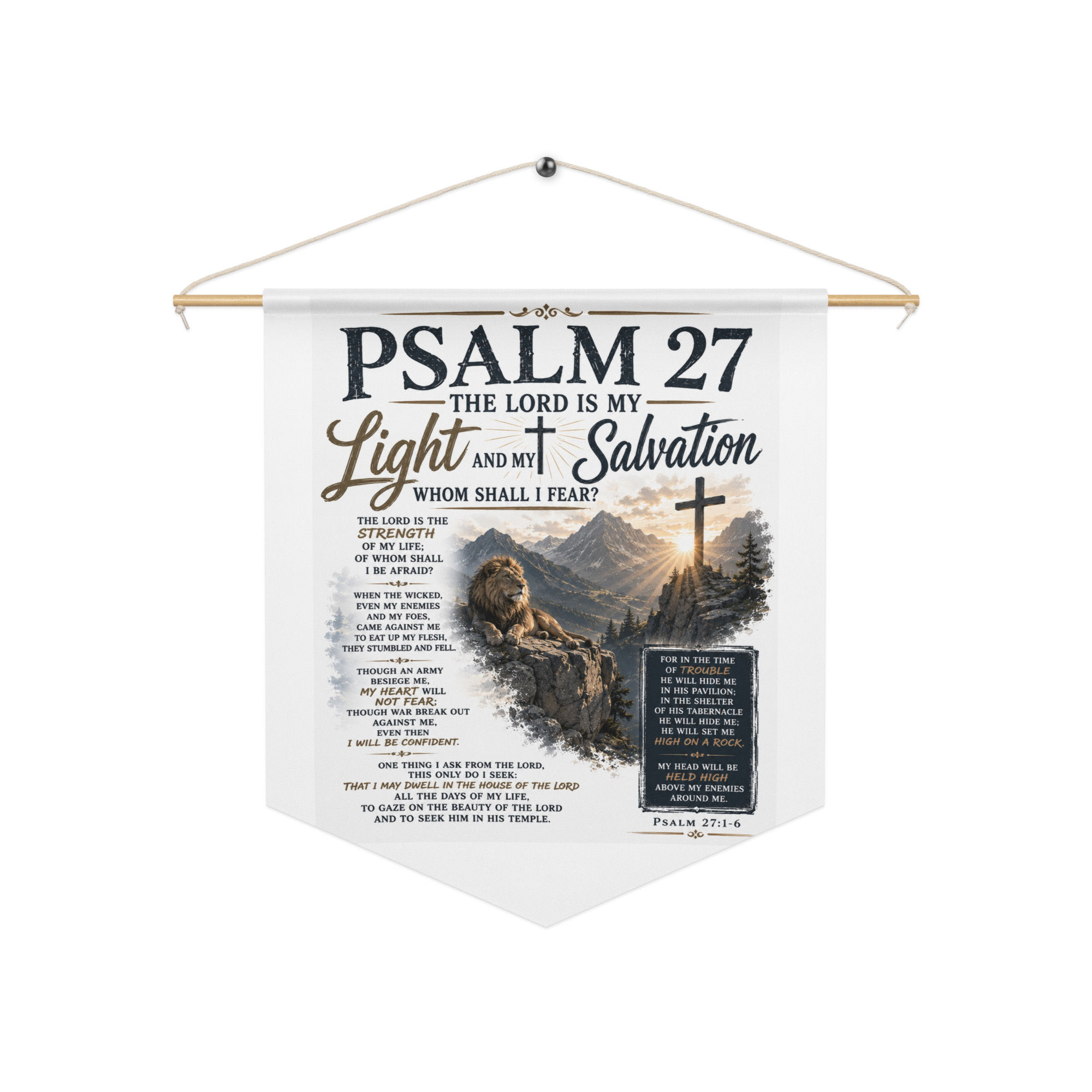 Christian Designs Psalm 27: 1-6 18" x 21" Pennant banner
