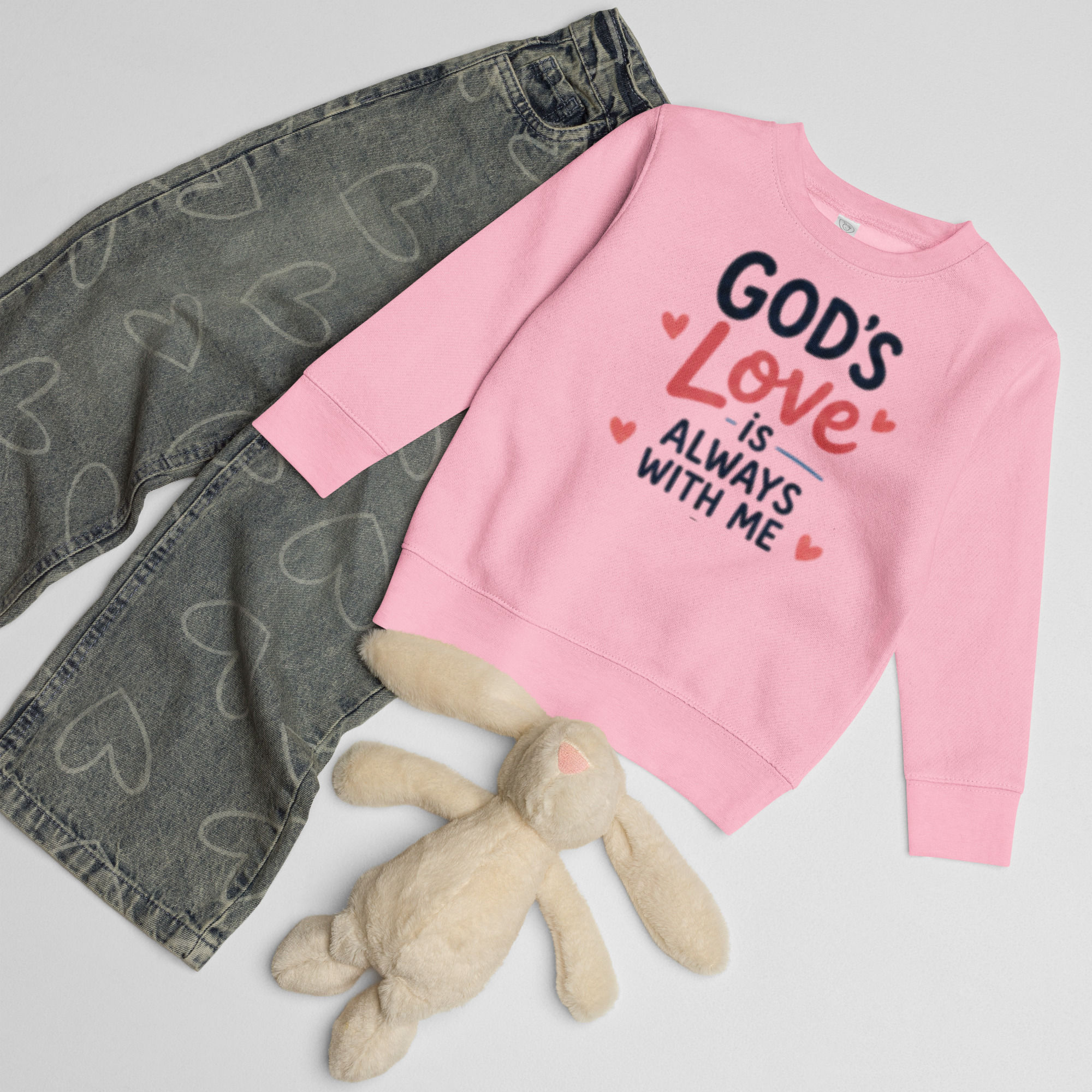 Christian Designs God's Love is Always With Me Kids Girl crew neck sweatshirt