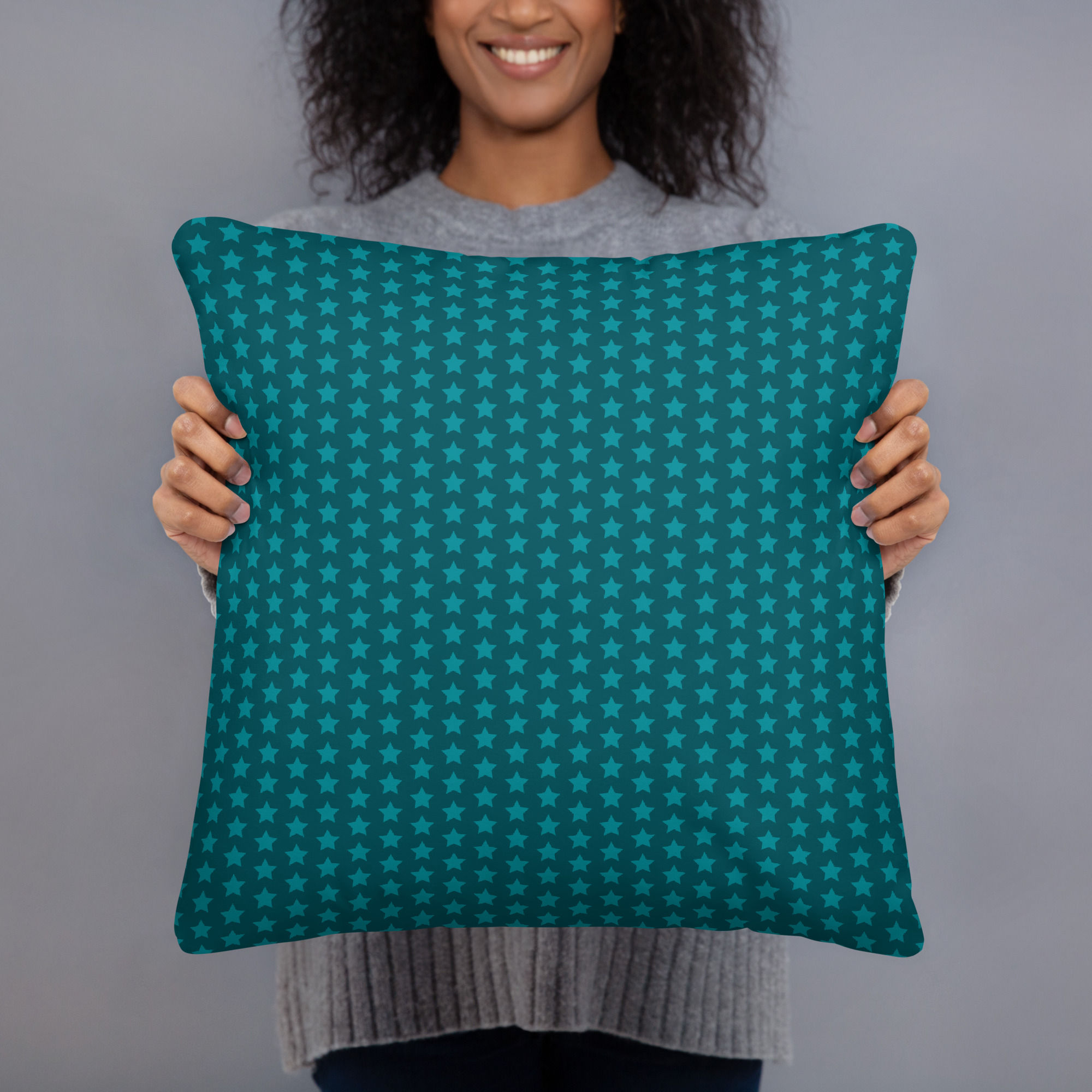 Star All-Over Print Throw Pillow, Blue
