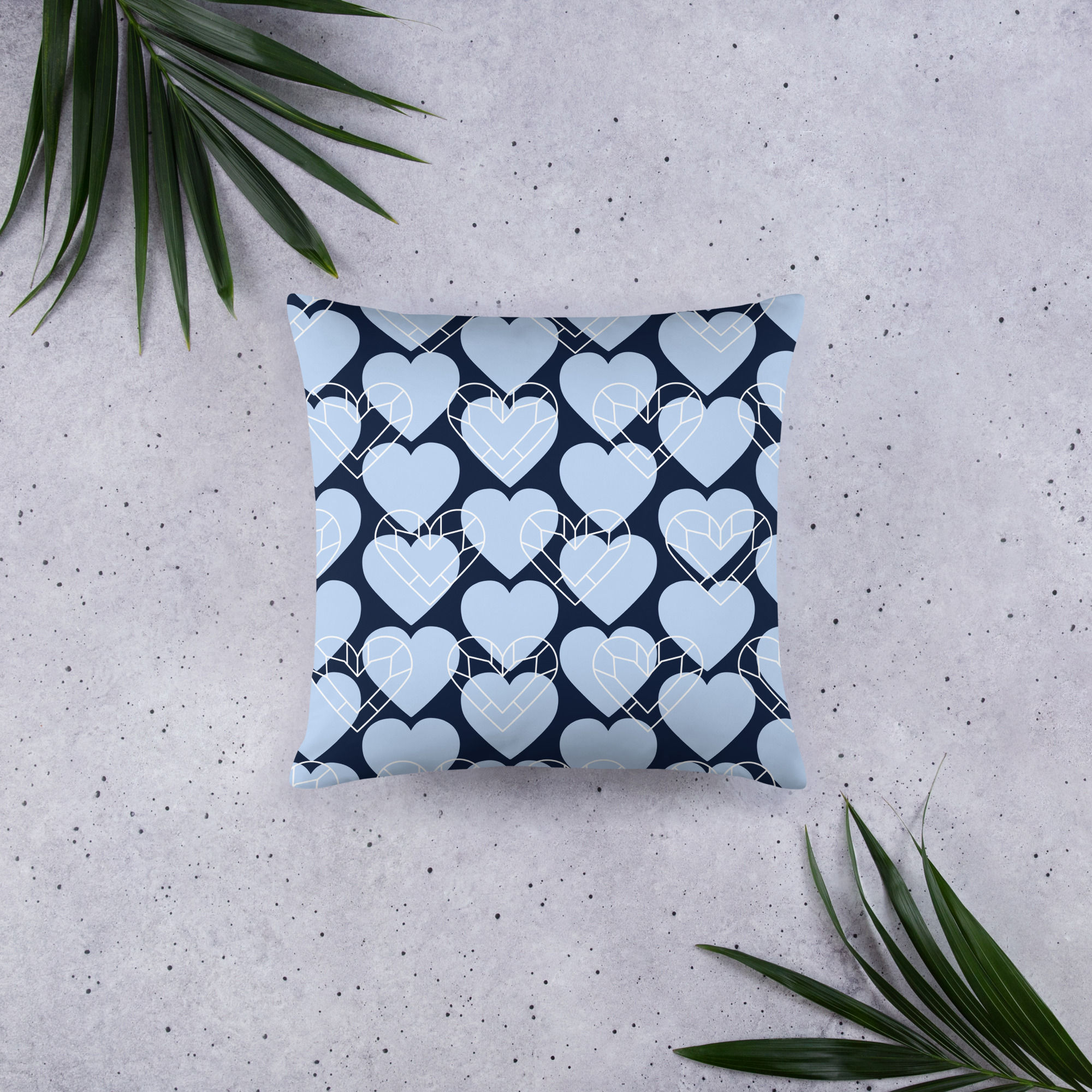 Love All-Over Print Throw Pillow, Blue