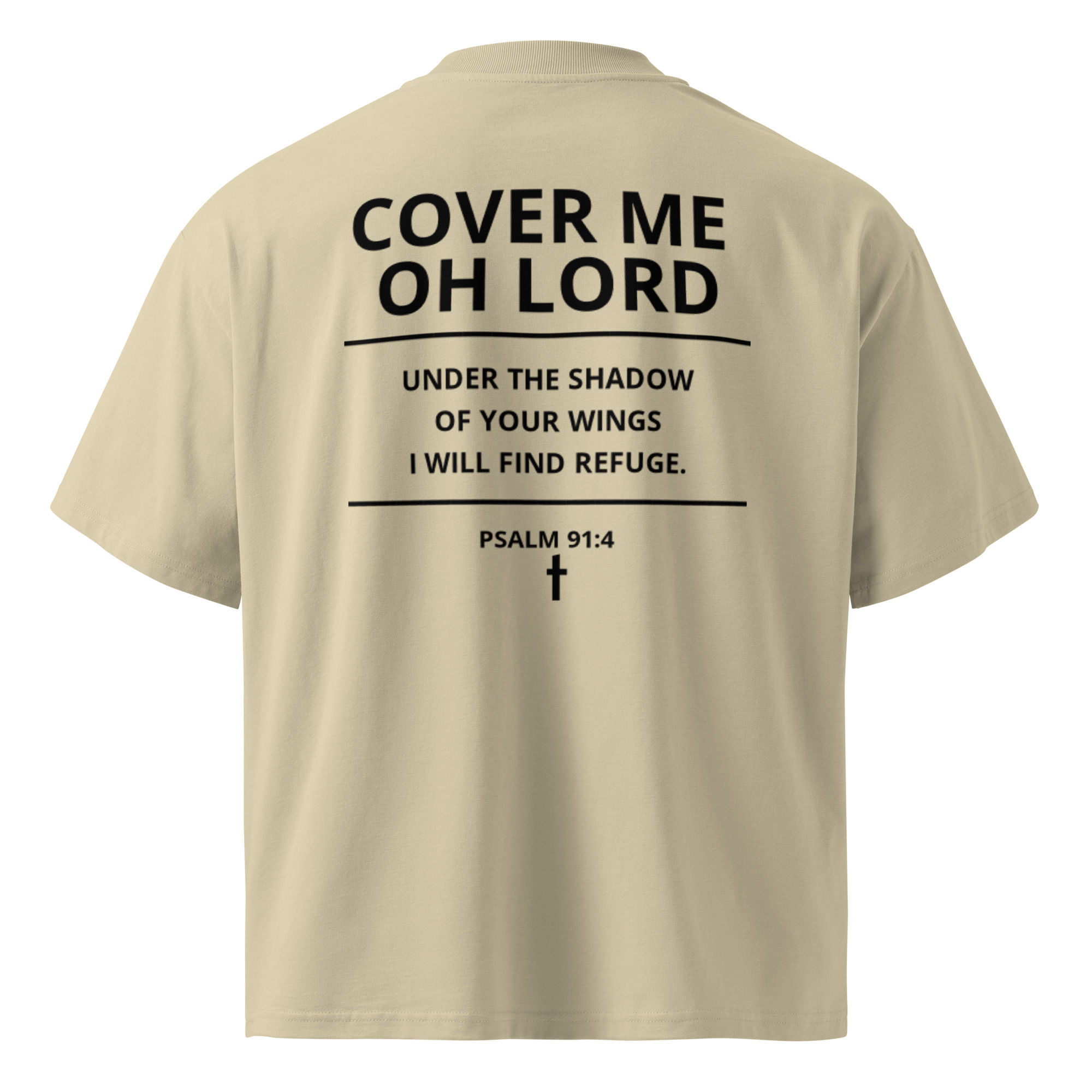 Christian Designs Cover Me Oh Lord Men's t-shirt, Beige