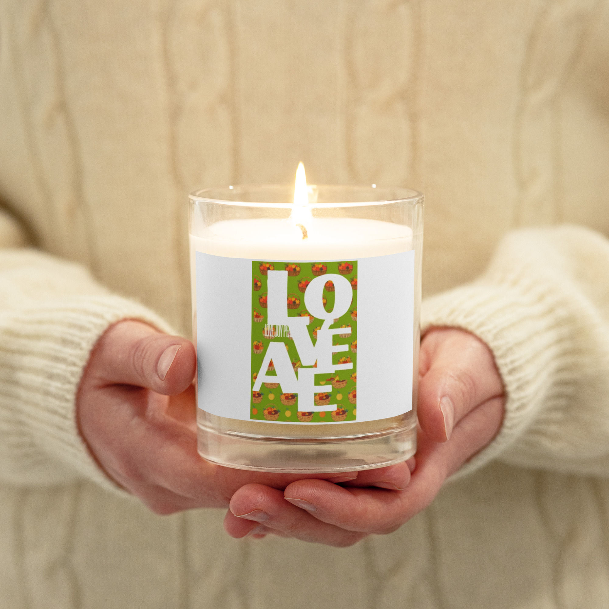 Glass jar soy wax candle-Fruits of the Spirit, Christian Designs